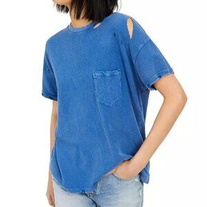 Free People We The Free Rubi T-shirt Distressed Blue